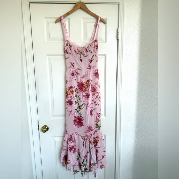 Reformation Irisa Maxi Dress Floral Pink Enchanting Chrysanthemum Floral Pink 6 - Picture 6 of 12